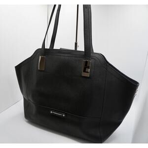 B. Makowsky Black Leather Satchel Vintage Dark Academia Chic Preppy Career 35-12